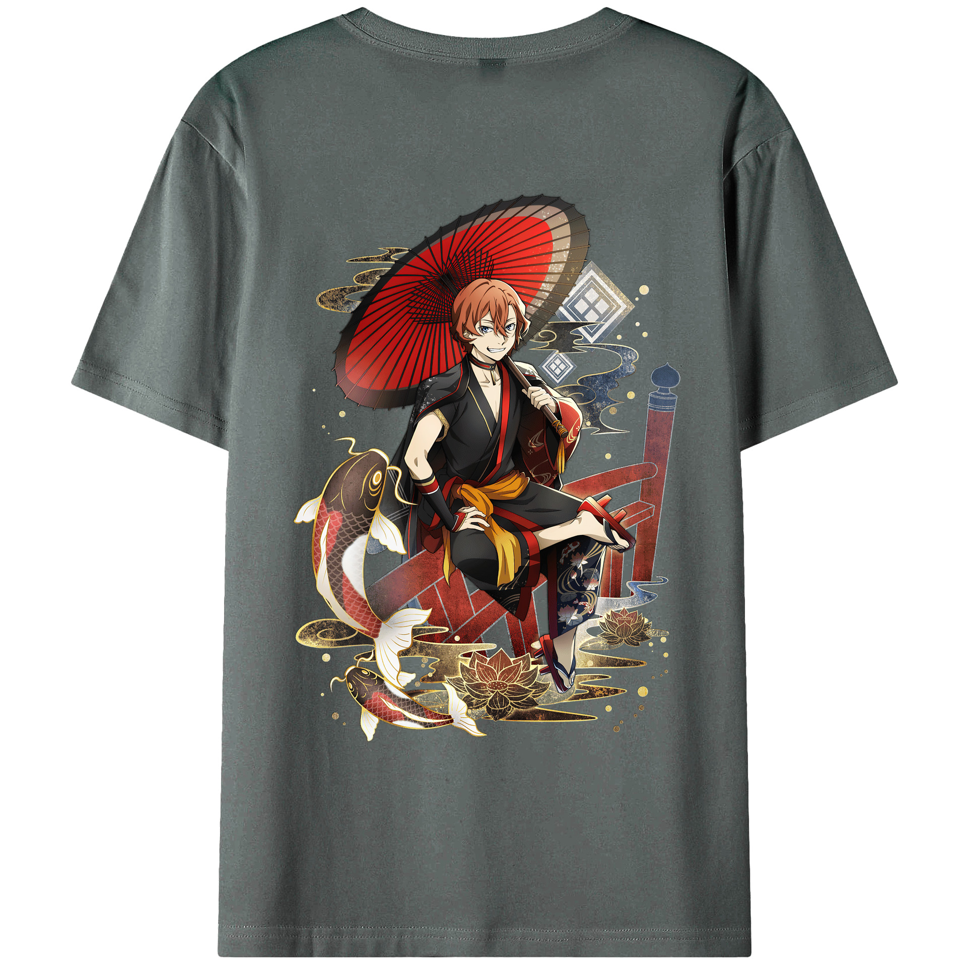 （画像用） 文豪ストレイドッグス Bungo Stray Dogs 綿100％ メンズ半袖Tシャツ（バックプリント） 通気性